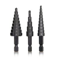 Сверла Набір ступінчастих конусних свердел SEMI 3 штуки (3-12, 4-12, 4-20 мм), Black