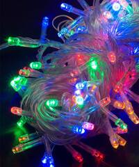 Світлодіодна гірлянда 88 LED класична 5 мм довжина 6 метрів з прозорим дротом світло різнокольорове (1110-01)