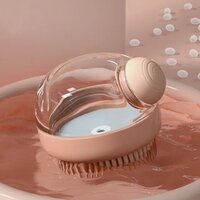 Щітка силіконова масажна для миття тварин з дозатором Semi Cleaning Device, Pink