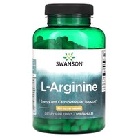 Амінокислота Swanson L-Arginine 500 mg, 200 капсул