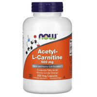 NOW Acetyl-L-Carnitine 500 mg, 200 вегакапсул