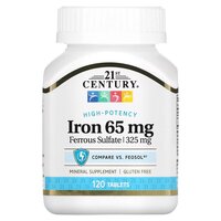 Вітаміни та мінерали 21st Century Iron 65 mg High-Potency, 120 таблеток