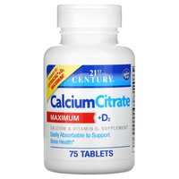 Вітаміни та мінерали 21st Century Calcium Citrate + D3 Maximum, 75 таблеток