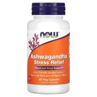 Натуральна добавка NOW Ashwagandha Stress Relief, 60 вегакапсул