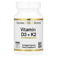 Вітаміни та мінерали California Gold Nutrition Vitamin D3 + K2, 60 вегакапсул