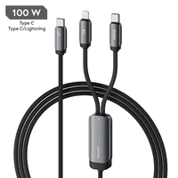 Toocki PD100W, Type C to Type C/Lightning 1.2 м, Grey