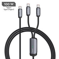 Кабель подвійний із швидкою зарядкою Toocki PD100W, Type C to Type C - 1.2 м, Grey