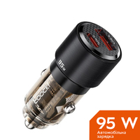 Toocki 95W (1 Type-C 65w + 1 USB 30w), Black Transparent