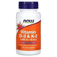 NOW Vitamin D3 & K2, 120 вегакапсул
