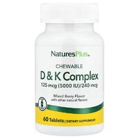 Вітаміни та мінерали Natures Plus Chewable D&K Complex, 60 жувальних таблеток