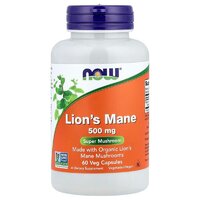 Натуральна добавка NOW Lion's Mane 500 mg, 60 вегакапсул