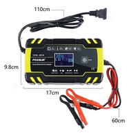 Foxsur 12V (24V) мощностью 8 Ah (4Ah) для аккумуляторов разных видов 6-150Ah, желтый