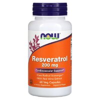 NOW Resveratrol 200 mg, 60 вегакапсул