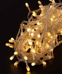 Світлодіодна гірлянда 200 LED матова лінза 8 мм довжина 10 метрів з прозорим проводом світло біле тепле (1192-07)