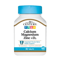 Вітаміни та мінерали 21st Century Calcium Magnesium Zinc + D3, 90 таблеток