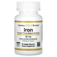 California Gold Nutrition Ferrochel Iron Bisglycinate 36 mg, 90 вегакапсул