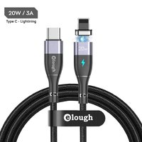 Кабель магнітний із швидкою зарядкою Elough 14 Contact 3 A, Type C - Lightining, 1 м, Grey - плаский конектор