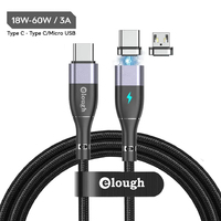 Elough 13/7 Contact 3 A, Type C - Type C/Micro USB , 1 м,, Grey